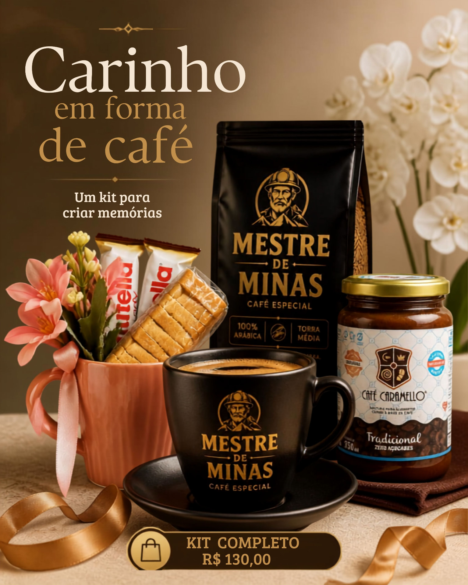 Kit Completo Carinho em Forma de Café